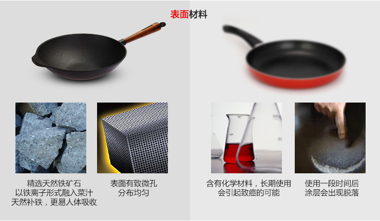 瑞典进口斯肯特 铸铁炒锅 无烟无涂层物理不粘锅铁锅 电磁炉通用