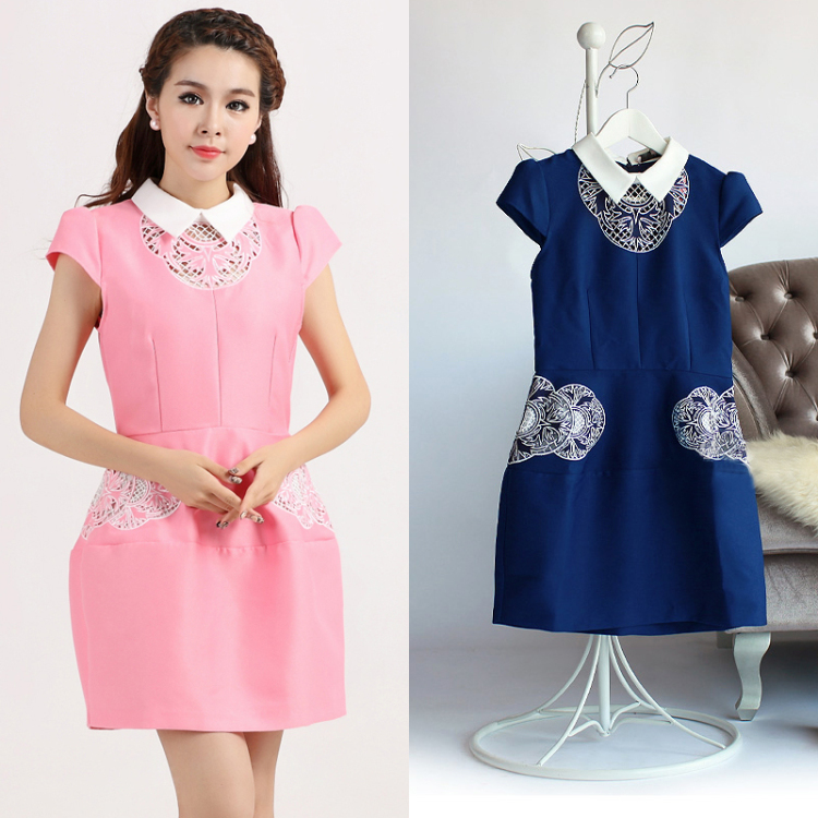 Yue Chi Dan 2015 new European high-end atmosphere retro elegant lapel improved cheongsam girl-blue skirt XL pictures, price, brand platters! Elections are good character, the national distribution, so why buy now enjoy more preferential! Health