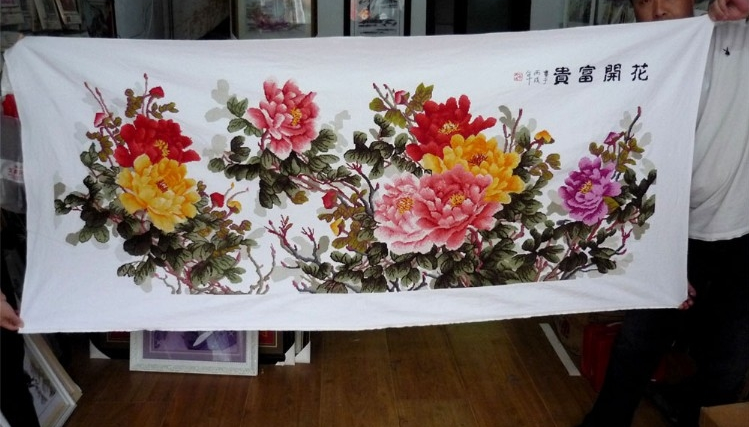 
                                        蒙娜丽莎十字绣客厅新款客厅十字绣新款大幅印花十字绣餐厅卧室新款十字绣花开富贵牡丹花 九尺牡丹295*91棉线精准印花                