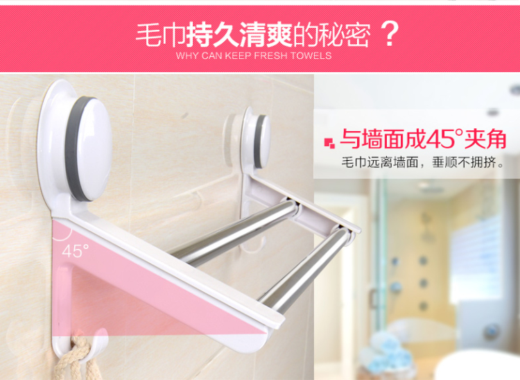 
                                        嘉宝（Garbath）吸盘式不锈钢毛巾架 单双杠毛巾挂杆挂钩浴浴巾架室置物架 双杆265002                