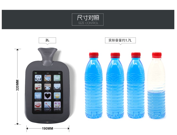 德国进口fashy热水袋 iphone图案 暖手宝 感温变色2.0L 6229 灰色 2.0L
