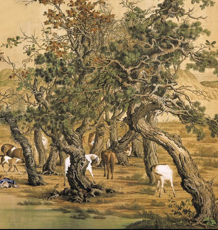 
                                        青藤紫萱 百骏图十大经典名画  印花十字绣套件 半景图11CT棉线241*74cm满绣--白底                