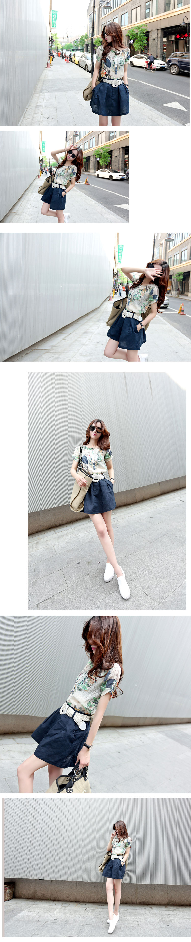 Livolsi 2015 summer Korean women loose video thin stamp short-sleeved T-shirt two-piece cotton Ma package dress collection cyan S pictures, price, brand platters! Elections are good character, the national distribution, so why buy now enjoy more preferential! Health