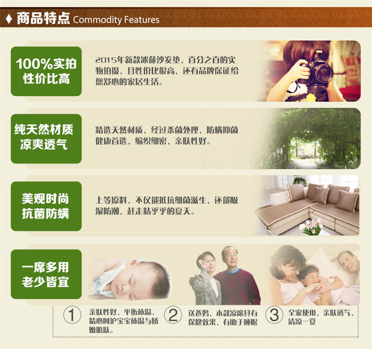 美美爱  夏季凉席沙发垫夏凉垫冰丝藤席坐垫冰藤组合沙发垫防滑定制 罗马风情 80*210cm单条装