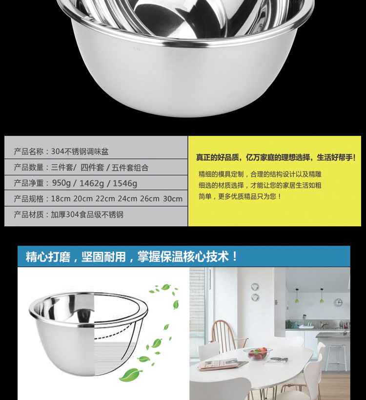 
                                                                                HUANXIPO 304不锈钢盆加深加厚汤盆洗菜盆酸菜鱼盆洗脸盆 304钢30cm单个                