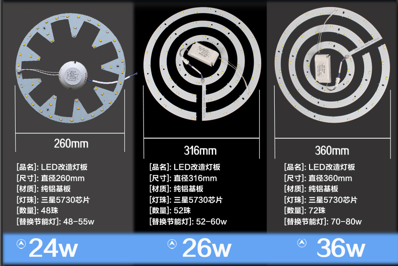 led吸顶灯改造灯板圆环形LED单灯led lamp光源节能超亮5050灯珠18w36w 5050芯片_50颗_ 10w直径14.2CM 白光6300K