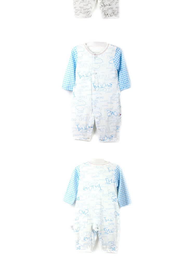 婴幼儿童纯棉薄款宝宝内衣<em>睡衣英文</em>单面闭档连