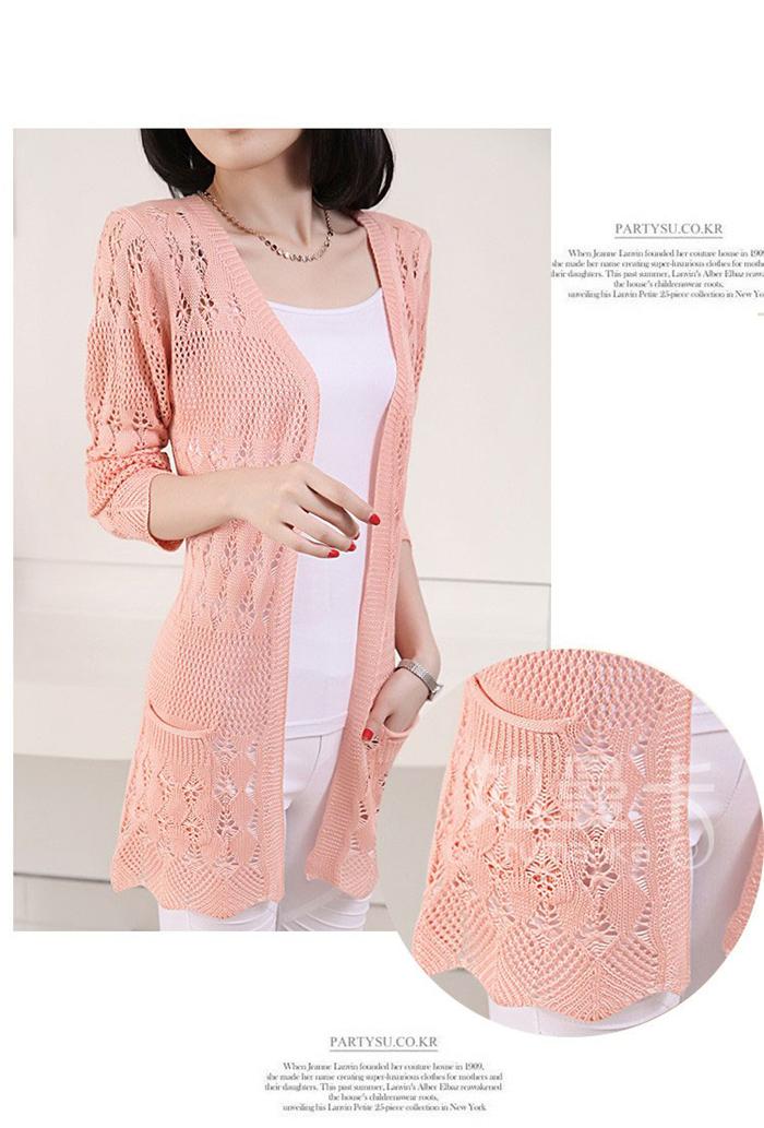 知魅2014新款夏装<em>女装中长针织</em>衫<em>开衫</em>女韩版