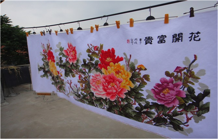 
                                        蒙娜丽莎十字绣客厅新款客厅十字绣新款大幅印花十字绣餐厅卧室新款十字绣花开富贵牡丹花 九尺牡丹295*91棉线精准印花                