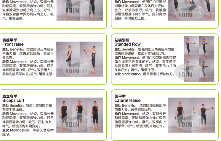 JOINFIT弹力绳 拉力绳 拉力器 防断弹力绳 配把