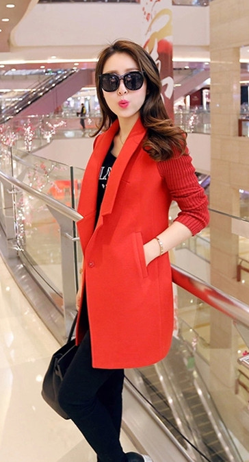 樱语蝶   2015秋季新款韩版呢子大衣休闲春秋外套女廓形毛呢外套女中长款 浅灰色 XL