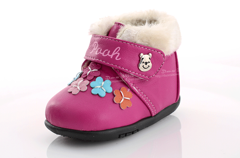 迪士尼儿童棉鞋 宝宝步前鞋软底学步真皮鞋 鞋子p14701深啡 140mm/内