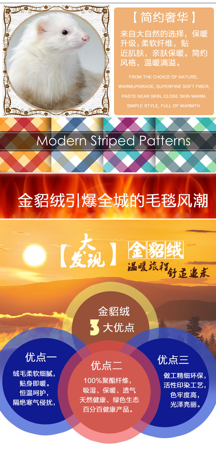 晶丽莱 金貂绒毛毯 空调毯加厚法兰绒毯 珊瑚绒毯子盖毯冬保暖 星月神话 200cmx230cm