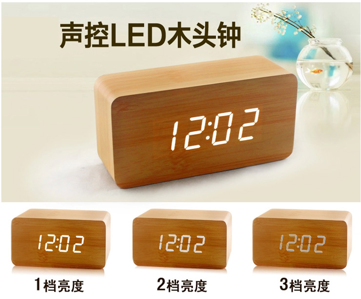 
                                        家的感觉 创意闹钟木头钟led钟电子钟可爱静音时钟 夜光钟 ZJ-012 长方形黑木白灯送电源 其他                