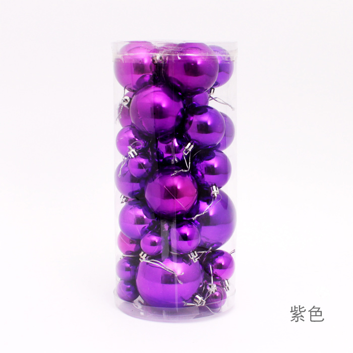 诺琪 36个亮光3~8cm圣诞球   塑料电镀圣诞球 圣诞树装饰品 圣诞节装饰品 混色