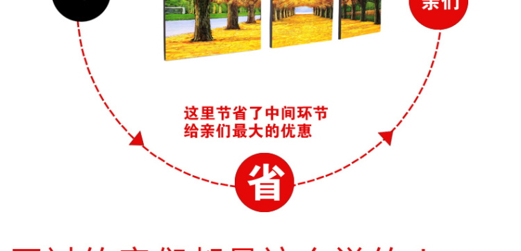无框画装饰画客厅现代餐厅装饰画卧室装饰画欧式沙发背景墙装饰画三联壁画挂画墙画 W56 70*70 三件套