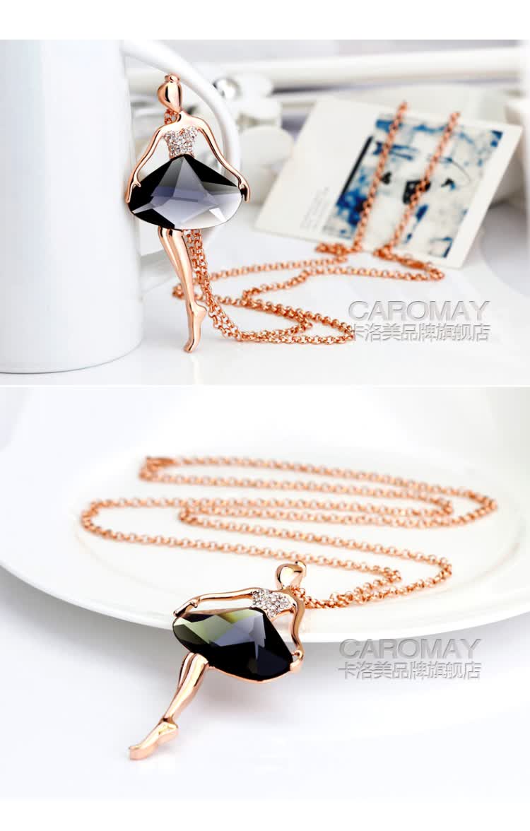 卡洛美<em>毛衣链</em> 韩国时尚<em>芭蕾</em>女水晶长挂链装饰