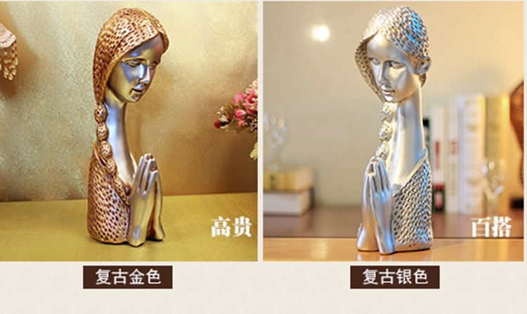 
                                                            豪斯特丽（HOSTLY） 欧式祈福少女雕塑摆件 时尚创意家居装饰品 结婚生日礼品工艺品 金色女孩                