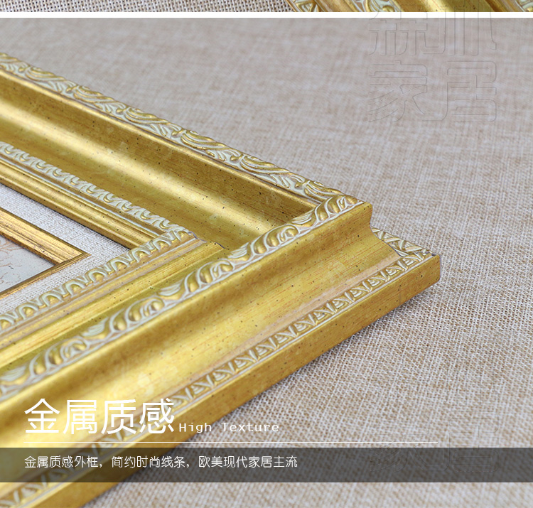 
                                        森朴 欧式客厅沙发背景墙装饰画 金色花鸟挂画三联画富贵招财大尺寸壁画 奢华金框3件套 55*70                