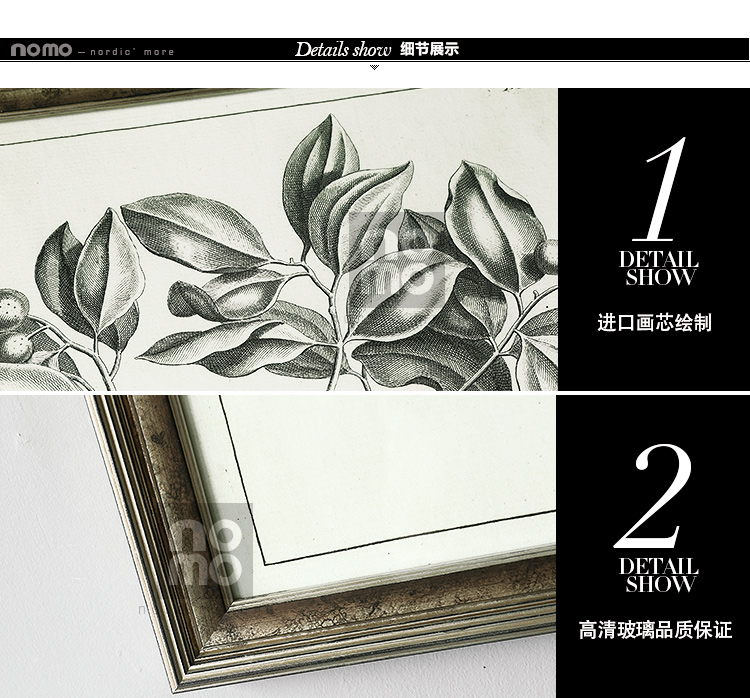 售完无补 NOMO art deco美式素描画客厅玄关装饰画挂画 花鸟风景 达尔文笔记 A款