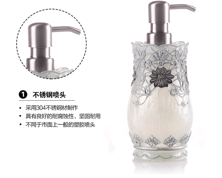 
                                        欧式卫浴五件套简约洗漱套装卫生间纸巾盒摆件 情侣结婚精美礼品 银色五件套+托盘                