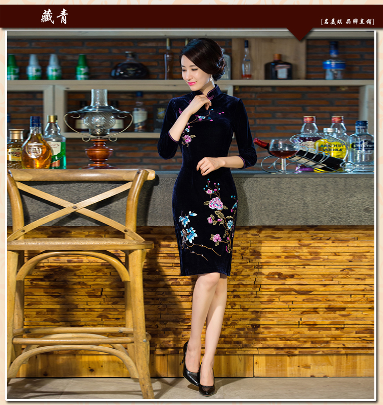 Enear Princess  2015 autumn and winter new moms with Kim scouring pads in the wedding of nostalgia for improved long-sleeved cheongsam dress T8883 wine red XL Photo, prices, brand platters! The elections are supplied in the national character of distribution, so action, buy now enjoy more preferential! As soon as possible.
