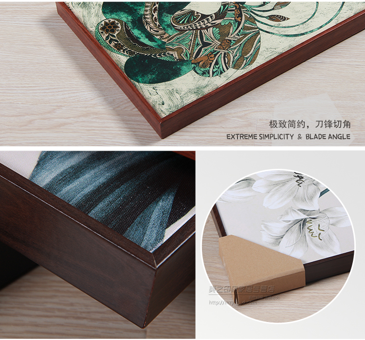 
                                        凝美 客厅装饰画 现代欧式实木有框画卧室壁画沙发墙画书房餐厅三联玄关艺术挂画电表箱画 三联组合配枣红框 75*75cm 实木有框画35mm厚                