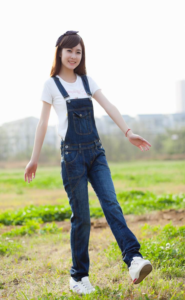 千穆 2015牛仔背带裤女韩版潮新款大码休闲背带长裤连体裤连衣裤 蓝色 L