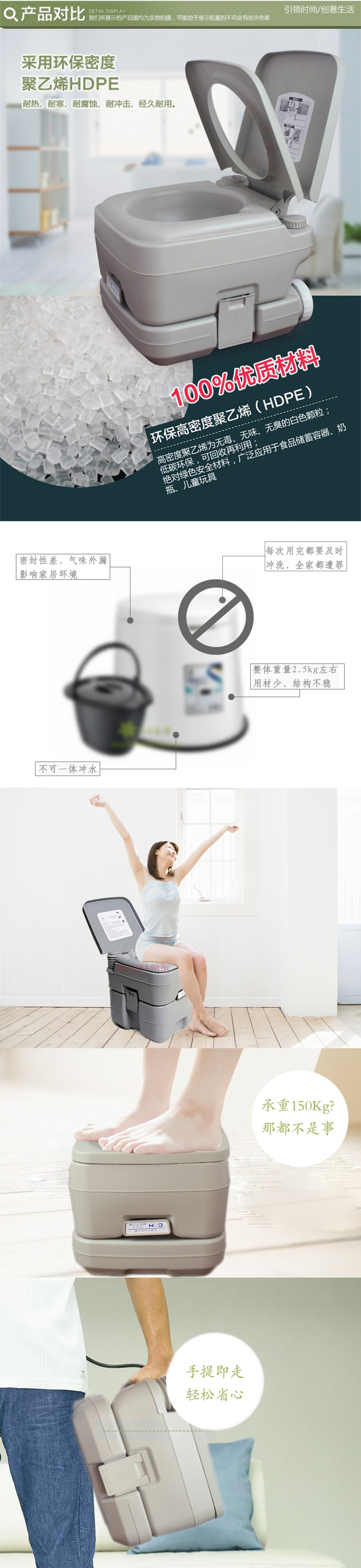 户外便携式冲水马桶 车载老人孕妇移动坐便器 10l