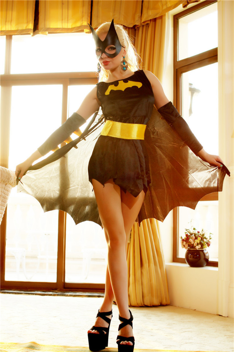 时尚休闲舒适黑色蝙蝠侠战士服 动漫游戏制服诱惑 万圣节工厂 派对装