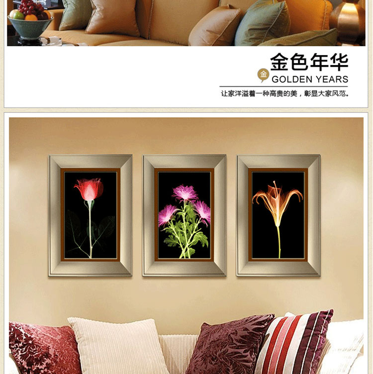 金品家 客厅三联装饰画现代简约玄关沙发背景挂画壁画酒店有框画 A款 60*80cm (25mm厚板)