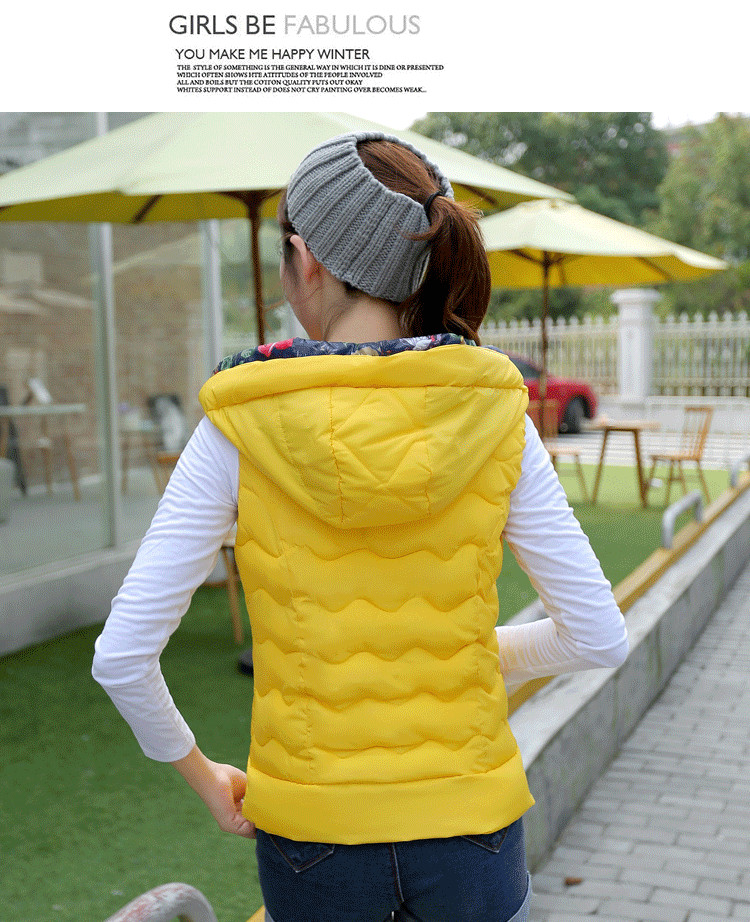 舶式2015秋冬新款轻薄款羽绒服马甲女修身短款韩版连帽外套 黑色 XL