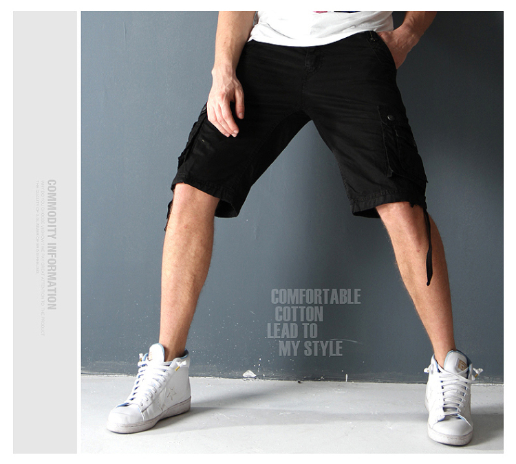 青年户外运动工装短裤男夏季纯棉多袋裤加肥加