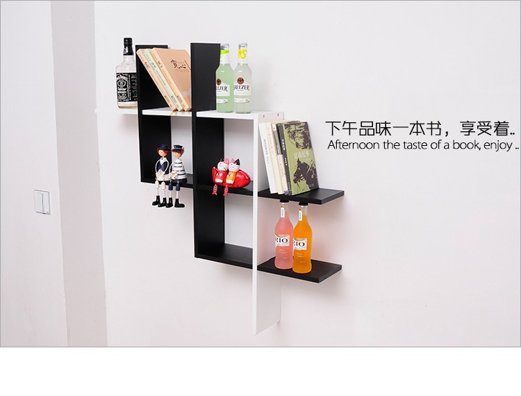 创意亮光烤漆隔板造型风格置物架交叉搁板创意格子 黑白