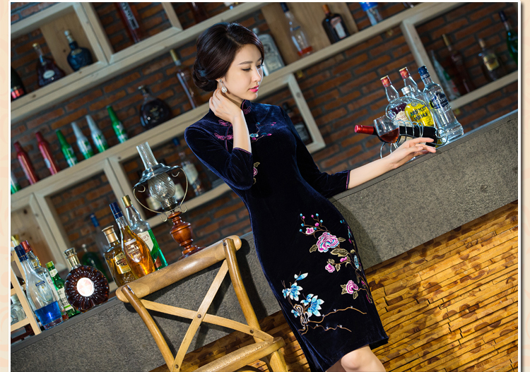 Dream Momoe 2015 autumn and winter new moms with scouring pads in the skirt qipao Kim sleeve length) Improved retro wedding green L picture, prices, brand platters! The elections are supplied in the national character of distribution, so action, buy now enjoy more preferential! As soon as possible.