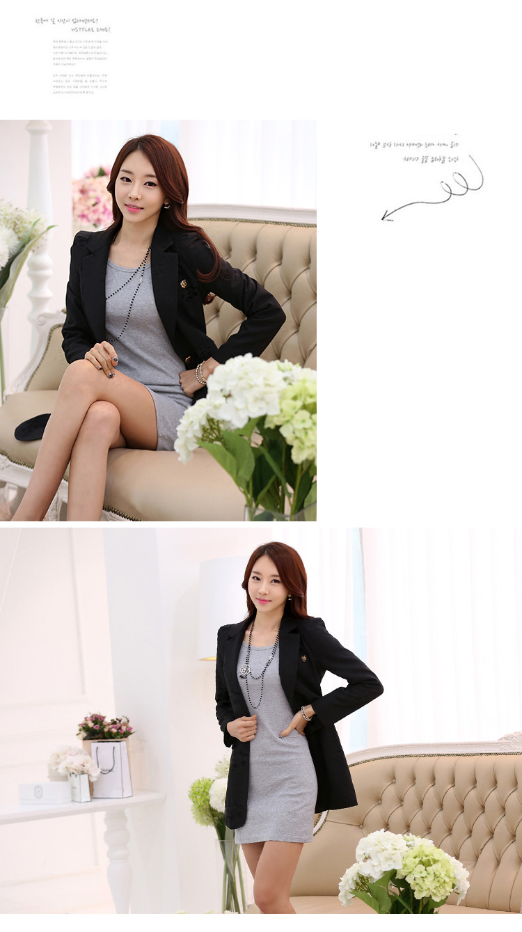 巧笑倩兮 2015秋装新款女装时尚小西装女外套中长款休闲大码气质修身长袖西服X8804 粉色 XXL