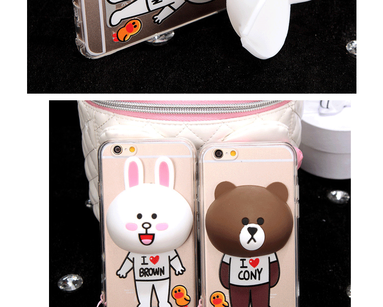 创意苹果6支架绕线器iphone6plus保护套5S可爱小熊软硅胶4.7手机壳潮礼物 骑车小熊 ip6 4.7