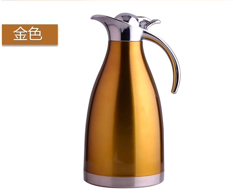 不锈钢内胆家用热水瓶保温壶咖啡壶开水瓶暖瓶 2L 本色