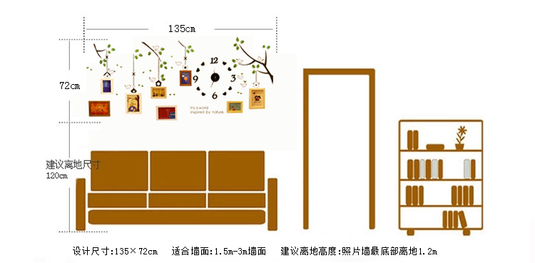 
                                        维佳 小鸟创意钟表相框墙 8框实木挂墙相片墙客厅儿童房楼梯照片墙 白色+唯美画芯 赠送小鸟墙贴+黑色钟表                