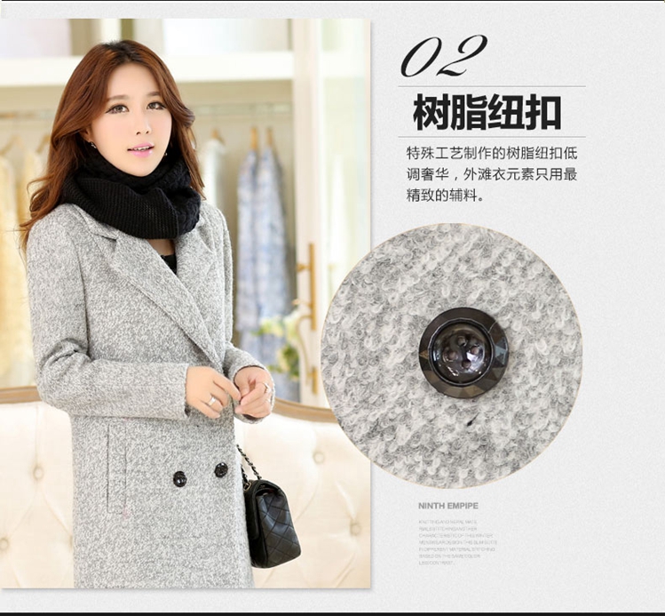 BEDZ 2015秋冬新款毛呢外套妮子大衣女大码厚双排扣 紫色 XXL