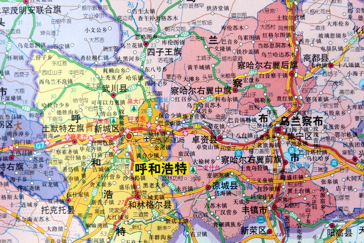 内蒙古地图挂图 内蒙古政区交通图 1.1x0.8米 挂绳精品 星球分省地图图片