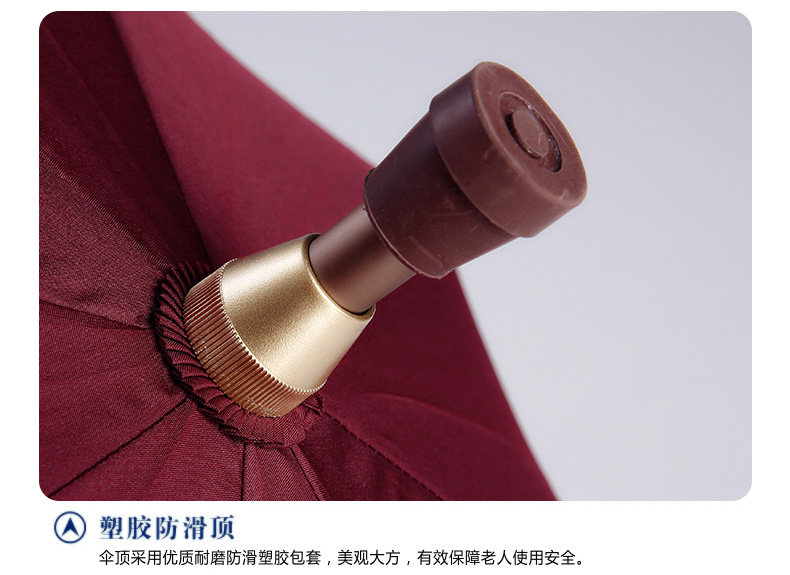 蓝雨伞 拐杖伞多功能超强加固老人长柄雨伞防身可分离防滑 拐杖伞-蓝色