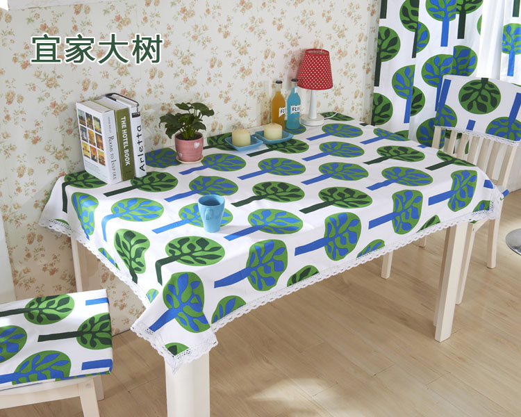 欧莱缦   活性宽幅小帆布田园风桌布椅垫定制 香荷桌布 1个桌布+6个椅垫+6个椅背套