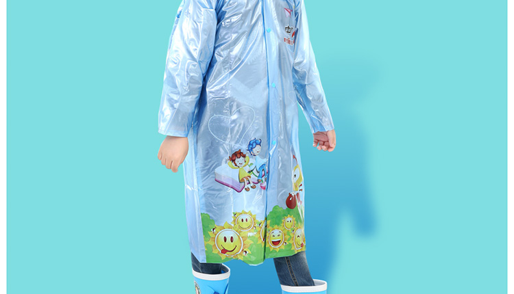 
                                        明嘉新款珠光彩色可爱儿童雨衣韩国男童女童带书包位充气帽檐雨披幼儿宝宝小学生旅游雨具 蓝色 XL(建议身高130-140cm)                