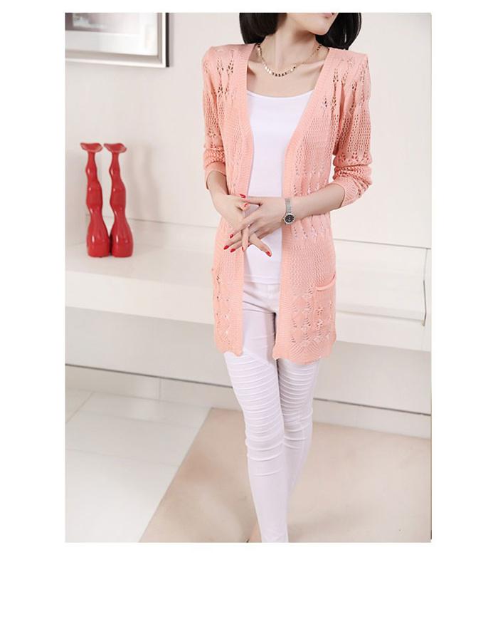 知魅2014新款夏装<em>女装中长针织</em>衫<em>开衫</em>女韩版