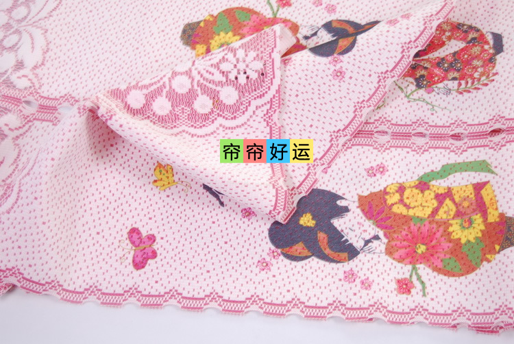 帘帘好运 日本女娃四片针织印花台湾隔断风水门帘 85宽150高 送杆 咖啡