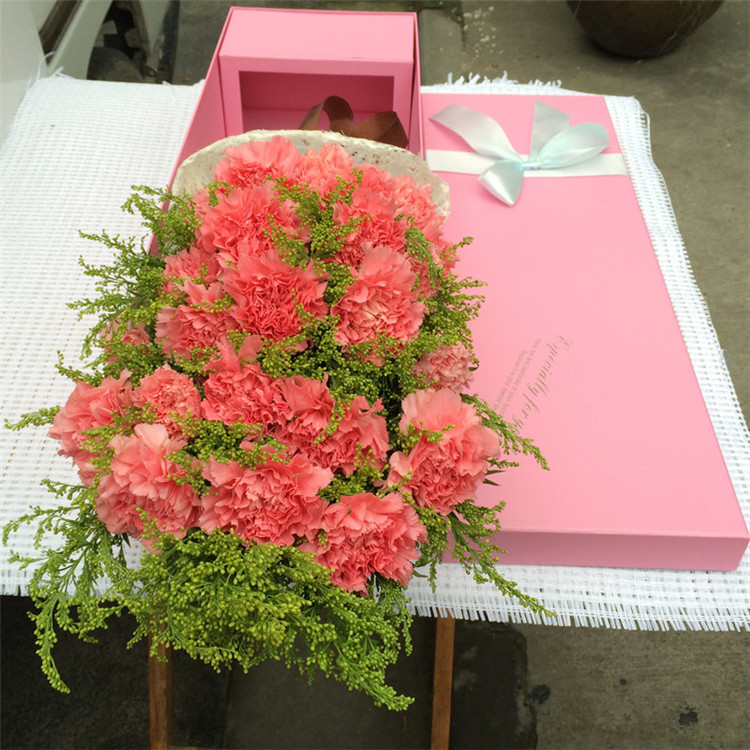 梦馨鲜花旗舰店19朵粉色康乃馨鲜花高档礼盒