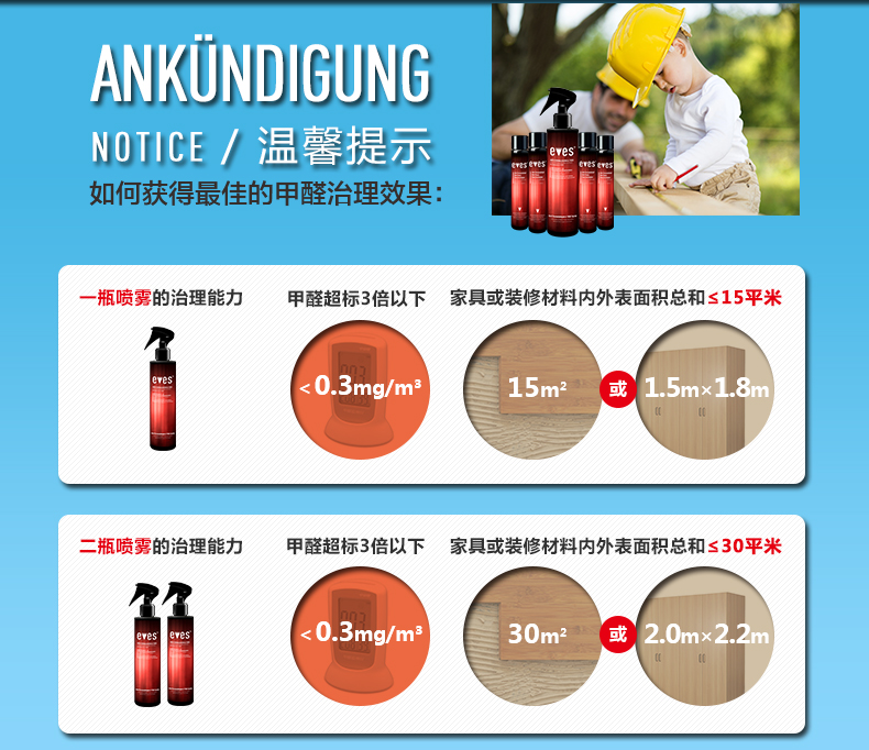 易卫士eves 德国进口室内甲醛清除剂 新装修除甲醛新家具除味喷剂治理喷雾家具甲醛清除包邮 聚划算三瓶装