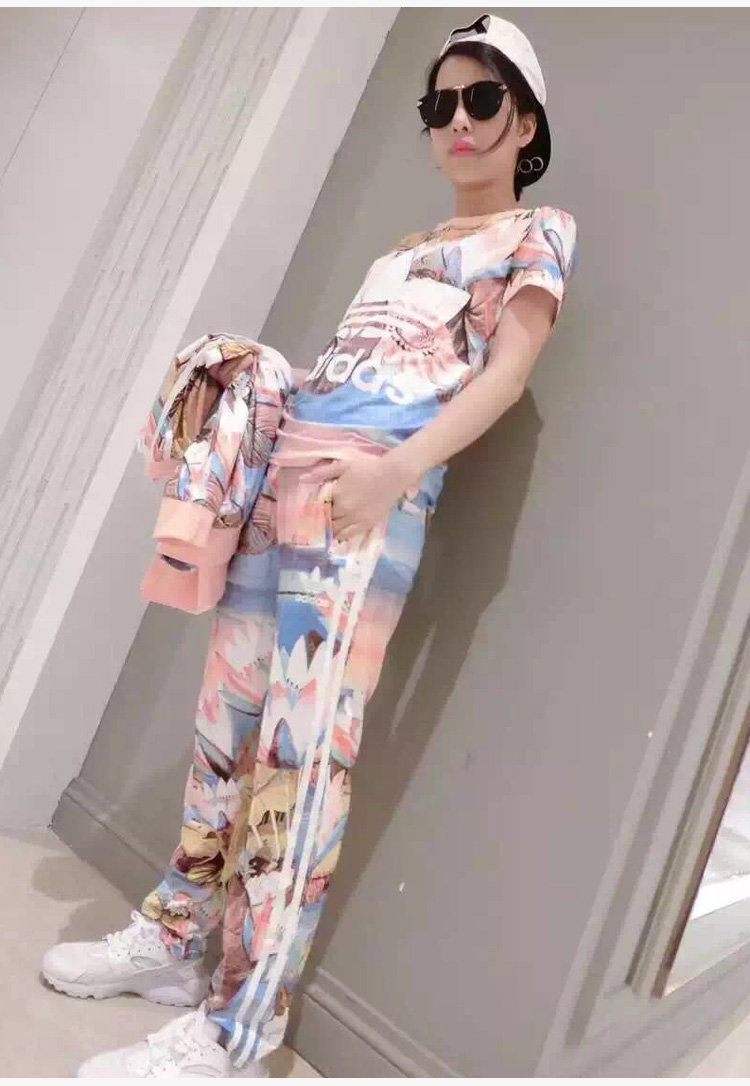 香情姿2015秋季新款印花潮女装 运动休闲三件套 酒红色 M