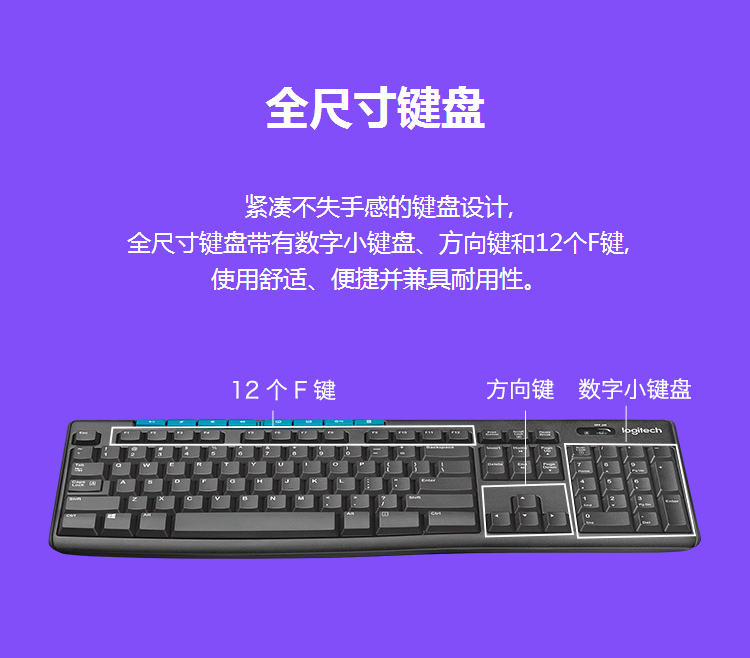 罗技（Logitech） MK275 无线光电键鼠套装 办公电脑通用无线键盘鼠标套装 MK275